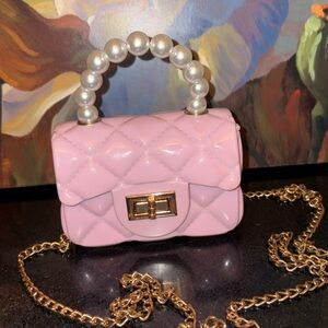 Mini quilted jelly purse cross body bag 
4.7” wide
3.5” tall 
2” thick